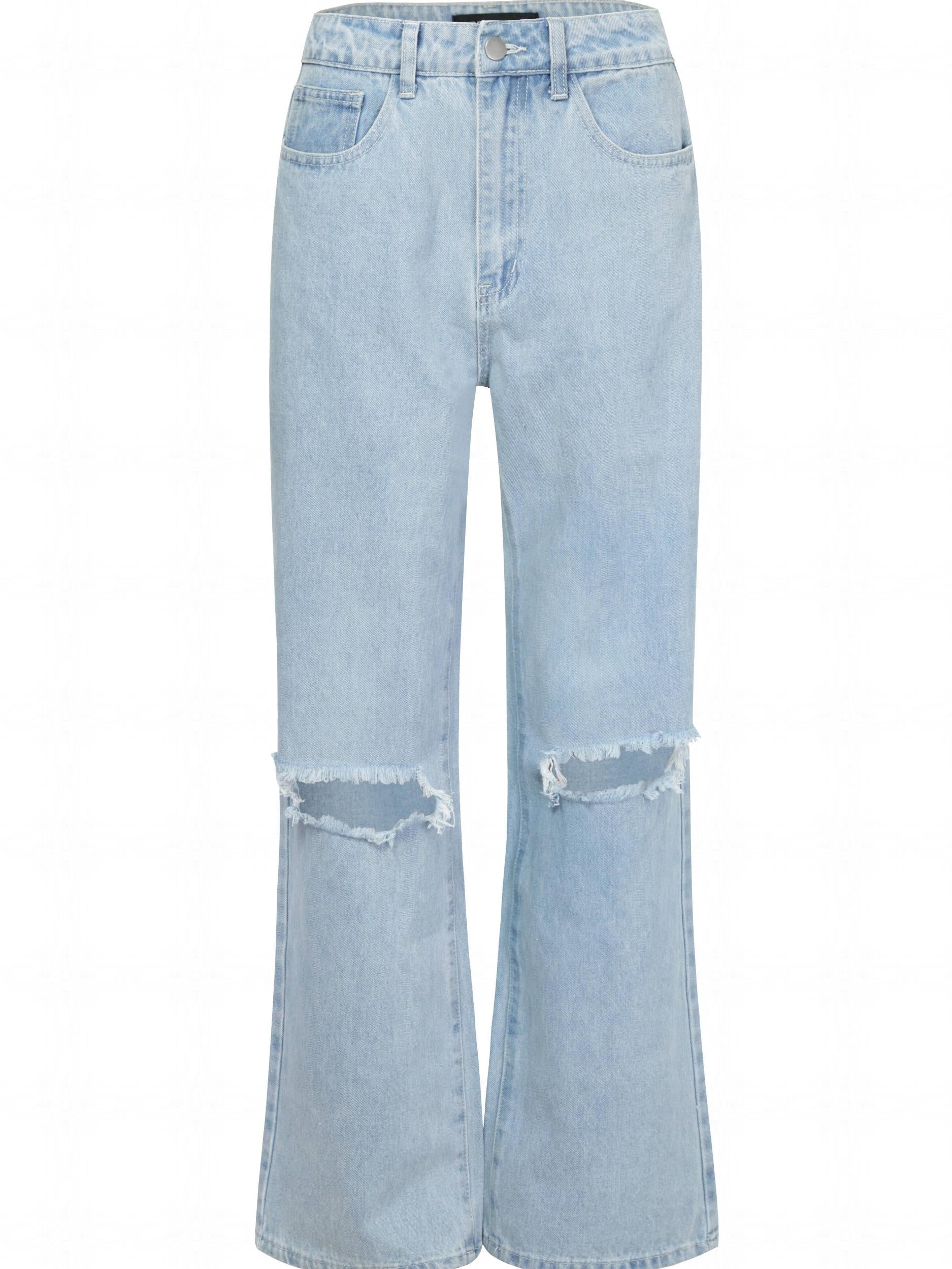 Loose Fit Ripped Denim Jeans for Women