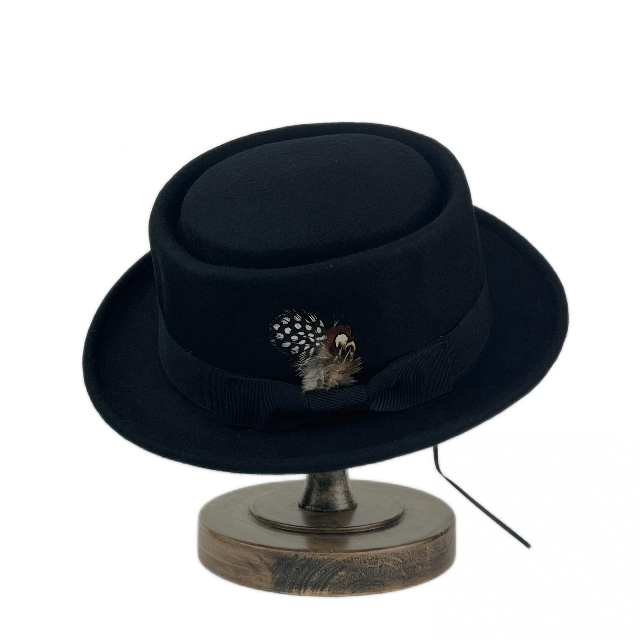 British Fedora Hats Men's Short Brim Tweed Jazz Hat Woolen Hat With Feather