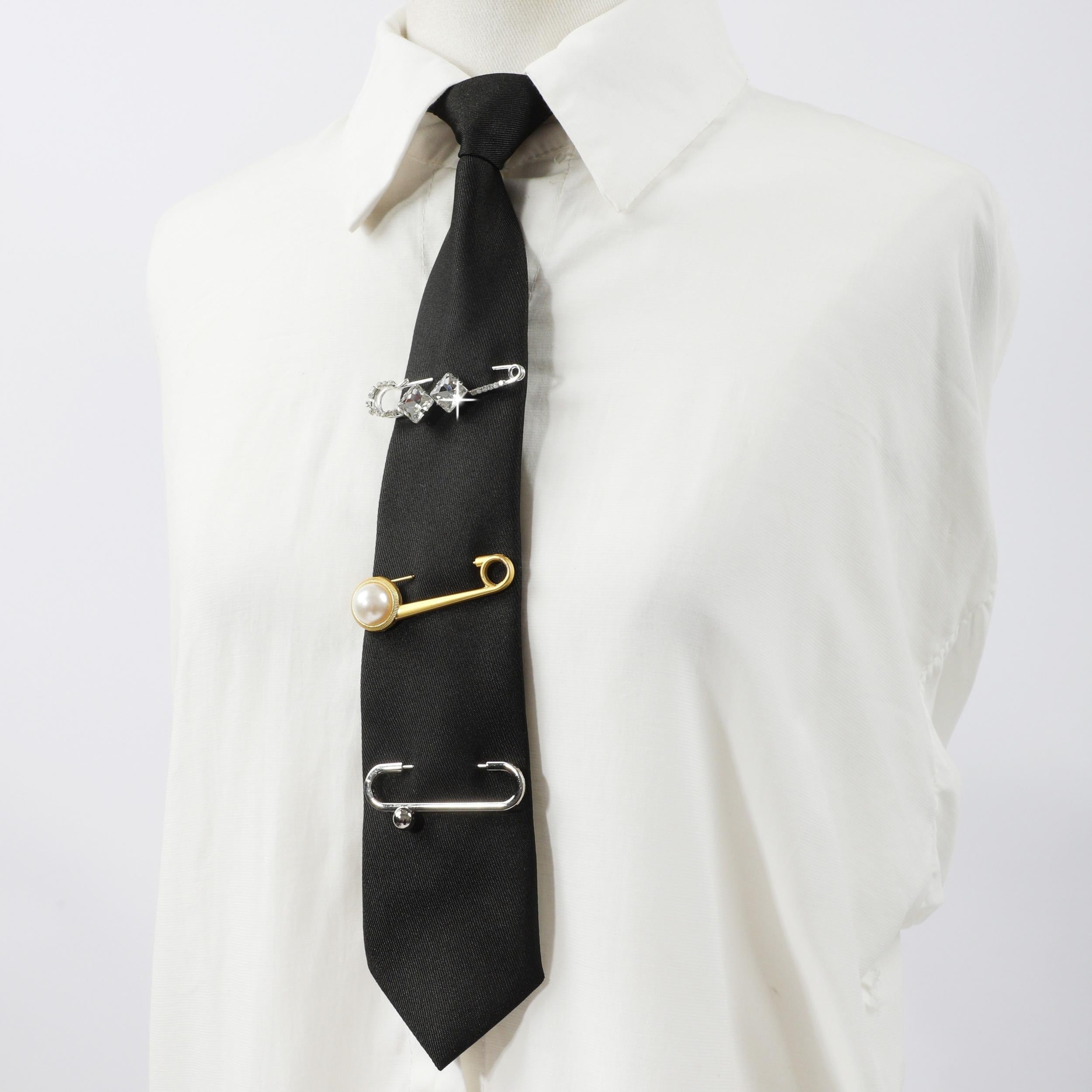 Crystal Brooch Unisex Shirt Bow Tie with Adjustable Neck Tie