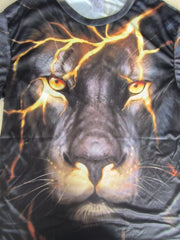 Men's 3D Lion Print T-shirt Crew Neck Tee