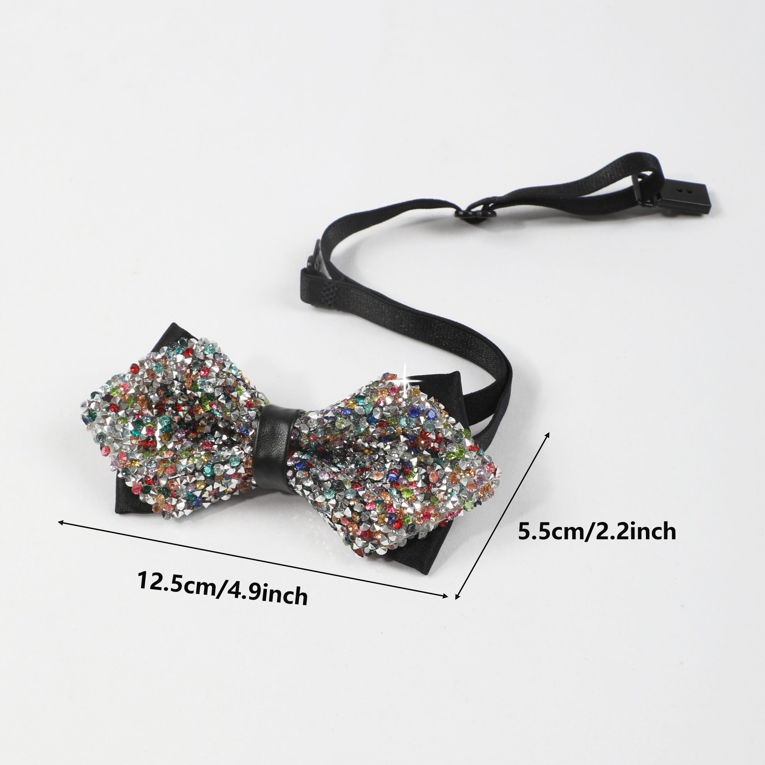 Colorful Rhinestone Bow Tie Shirt Tie Detachable Costume Party