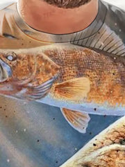 Men's Fish Graphic T Shirt 3D Digital Print Short Sleeve Tee for Summer