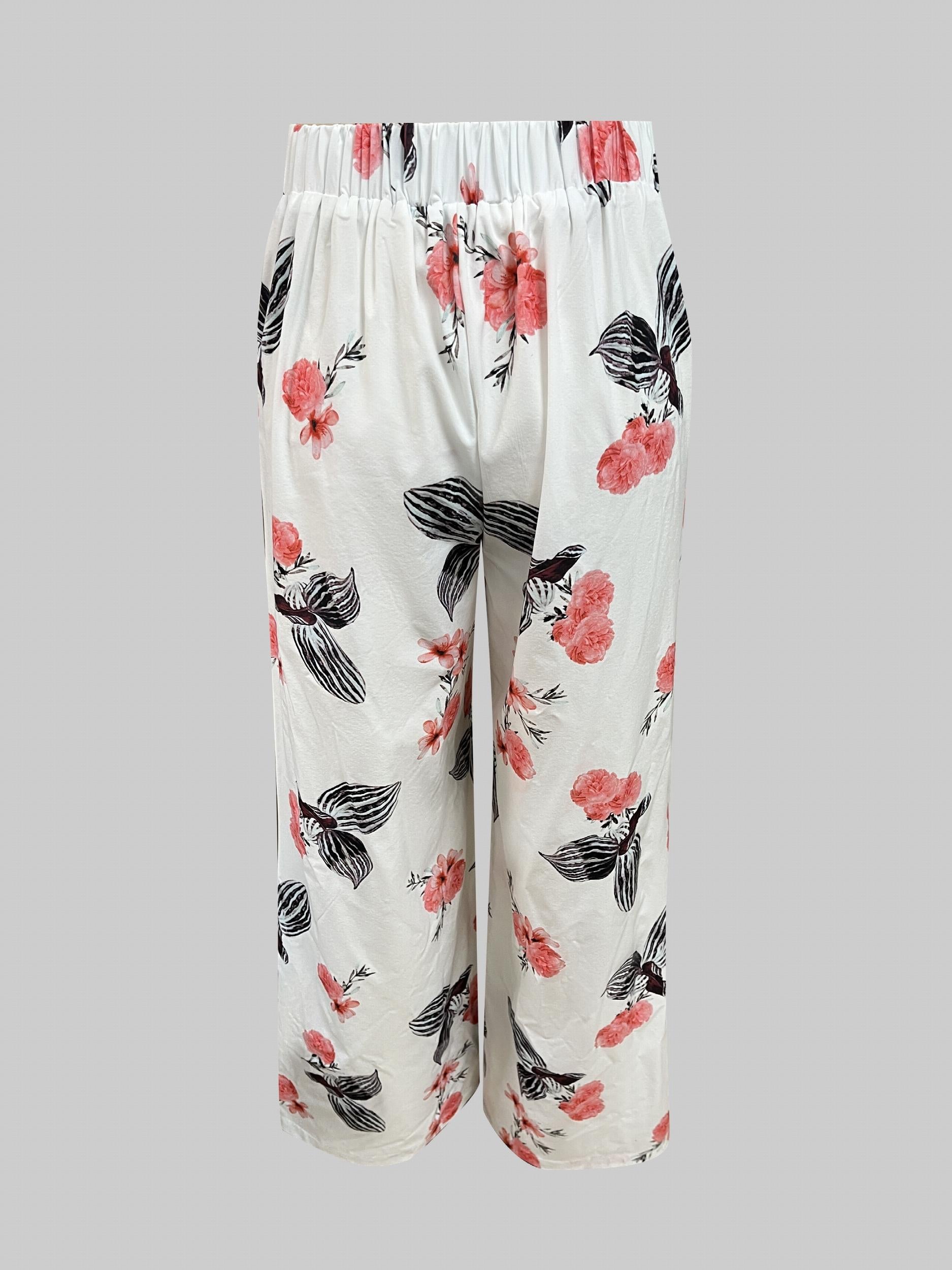 Chain Print High Waist Wide Leg Pants for Spring & Summer
