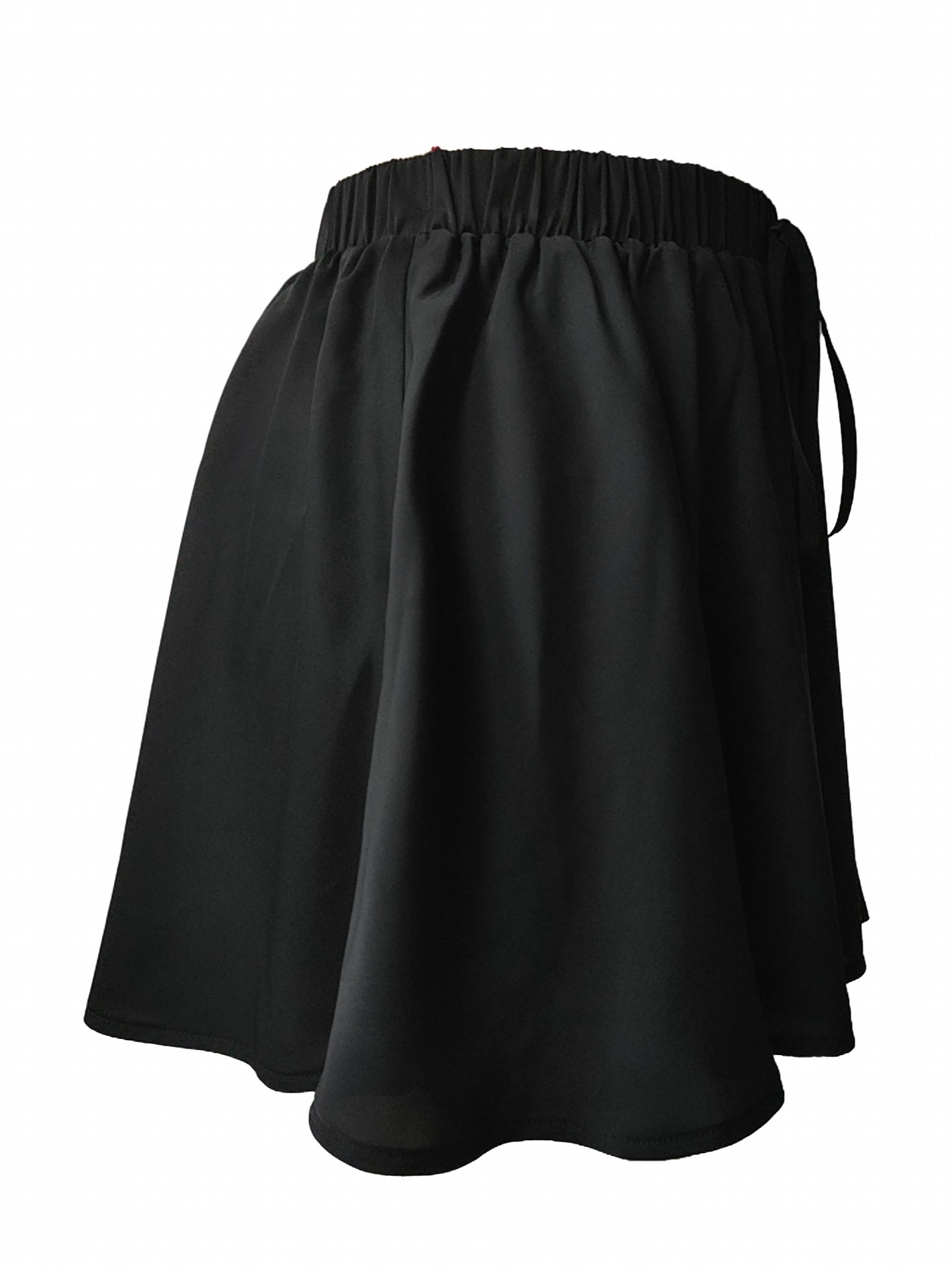 Solid Drawstring Flared Skort Casual Short Style Back Skort