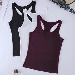 3 Pack Women's Crew Neck Tank Tops Sleeveless Summer Casual Solid