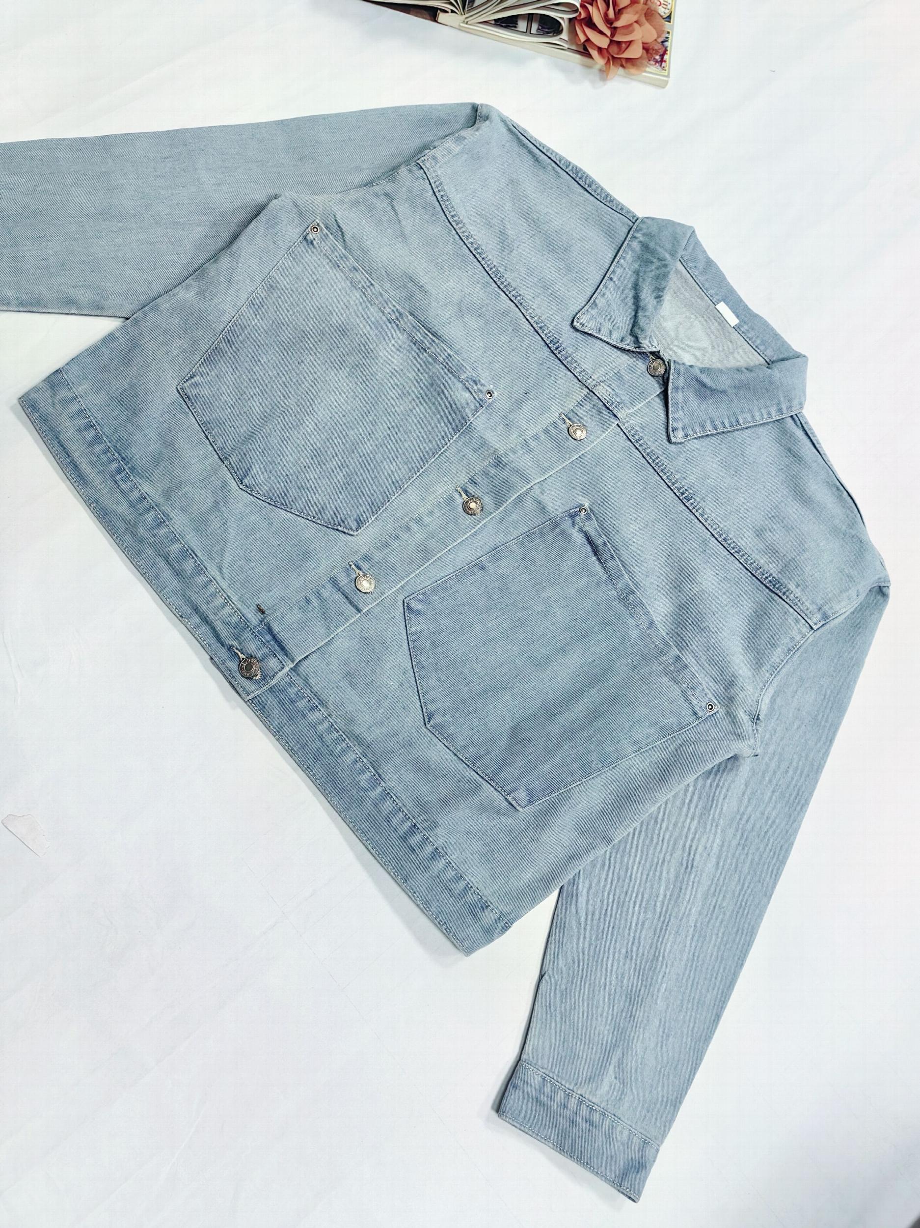 Casual Denim Top Women's Plus Solid Button Up Long Sleeve