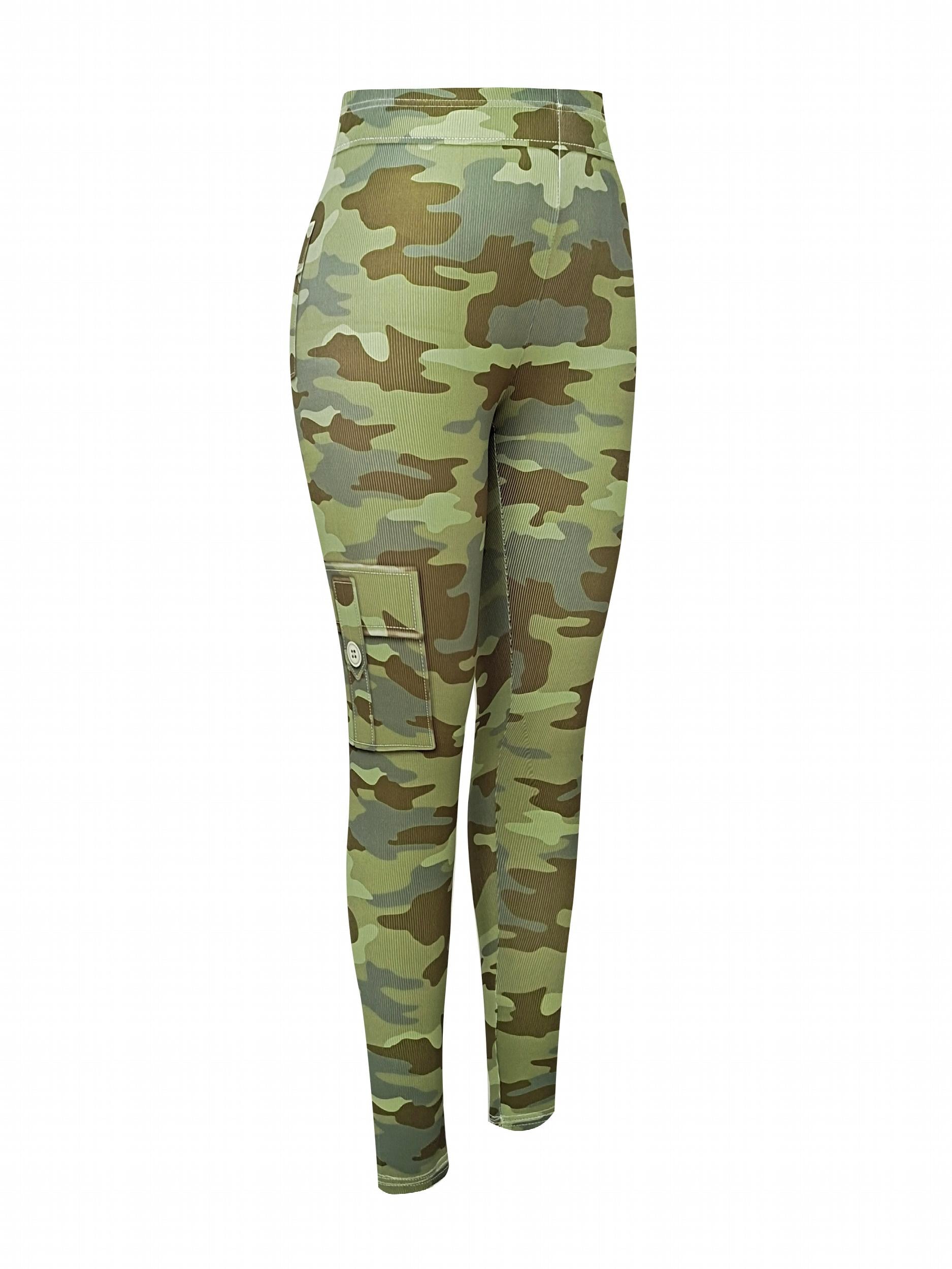 Camouflage Pattern Sports Leggings High Stretch Yoga Running Fitness Tight Pants