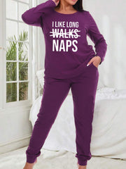 Women's Plus Size Letter Graphic Pajamas Set