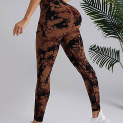 Tie Dye Print Yoga Sports Butt Lifting Leggings Women High Waist Stretch Pants