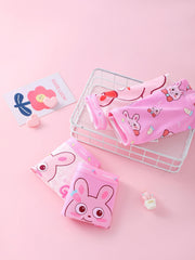 4pcs Girl's Boxer Briefs Rabbit Print Elastic Waist Shorts Cotton Soft Underwear