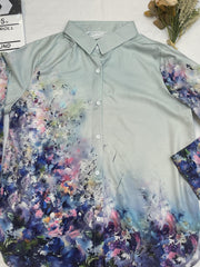 Women's Plus Floral Print Button Up Blouse