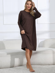 Basic Loungewear Dress Women's Plus Solid Long Sleeve