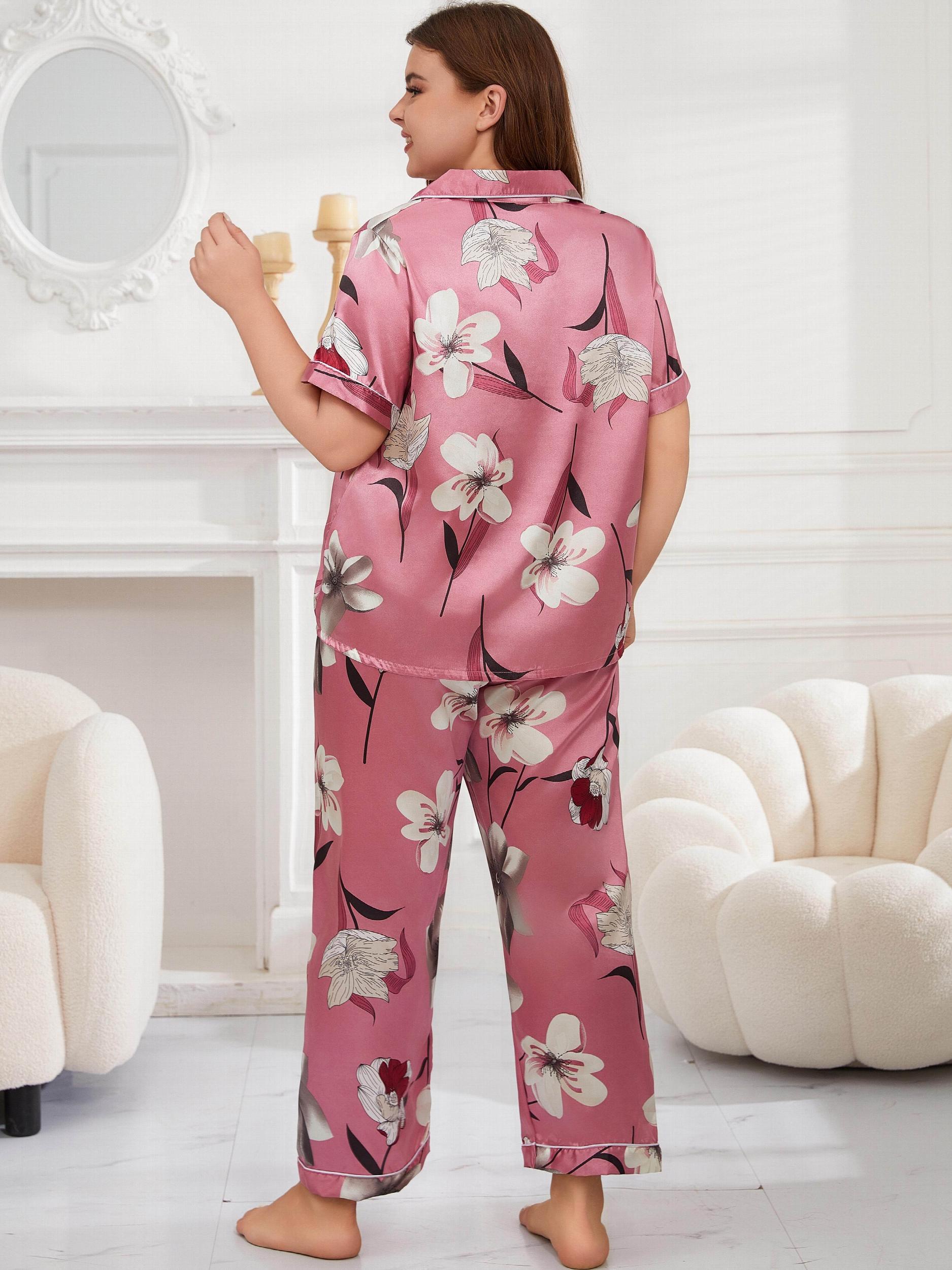 Floral Print Shirt & Pants Pajama Set