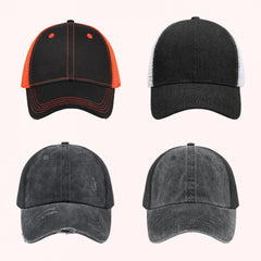 Men's Outdoor Denim Grid Hat Sunshade Cap All Seasons Universal Baseball Cap