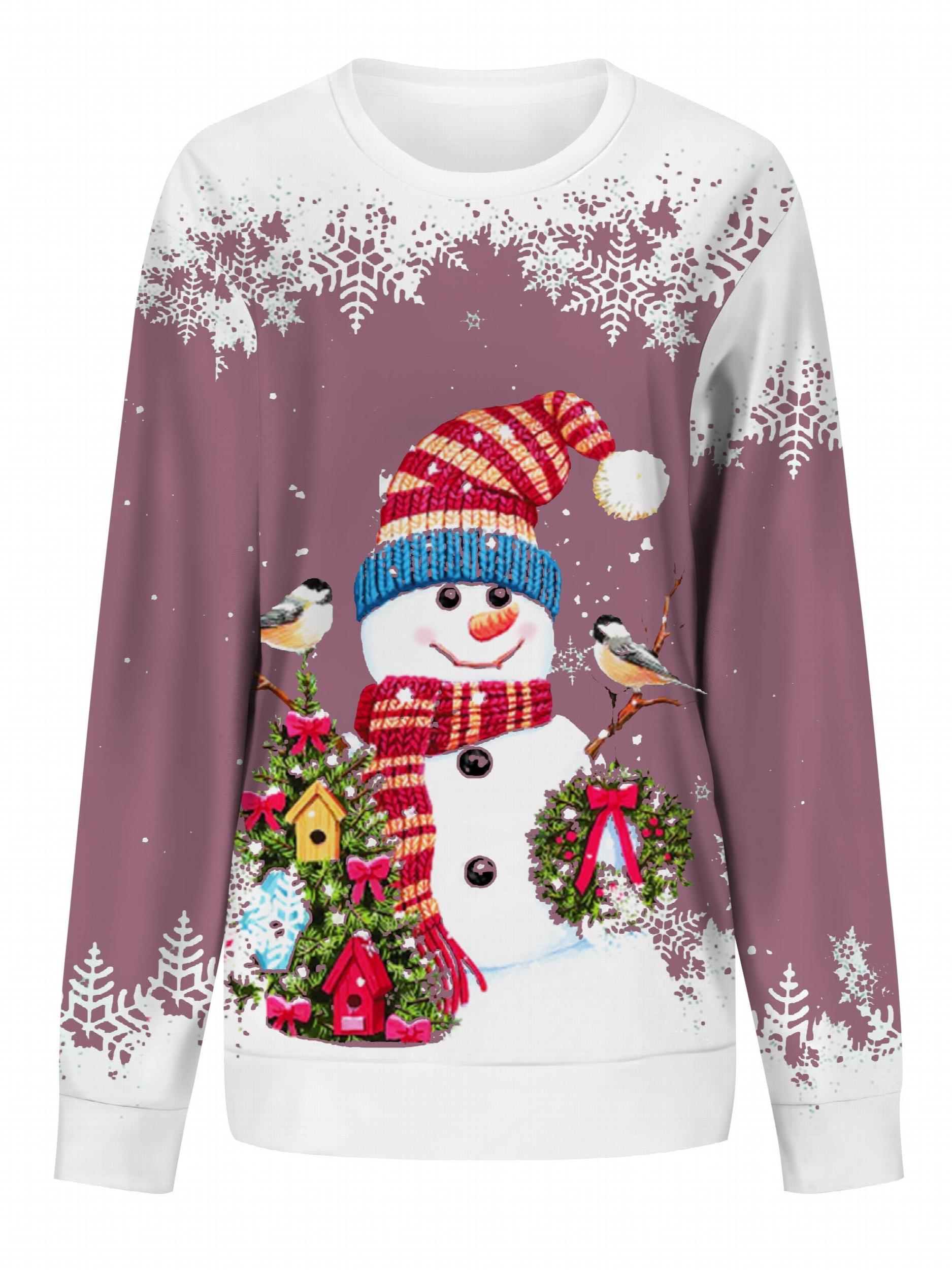 Christmas Snowman Printed Warm Sport Sweatshirts