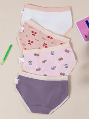 Girl's Cotton Cherry Printed Panties Small Medium Stretch Briefs