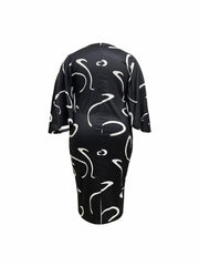Graffiti Print Bell Sleeve Round Neck Dress