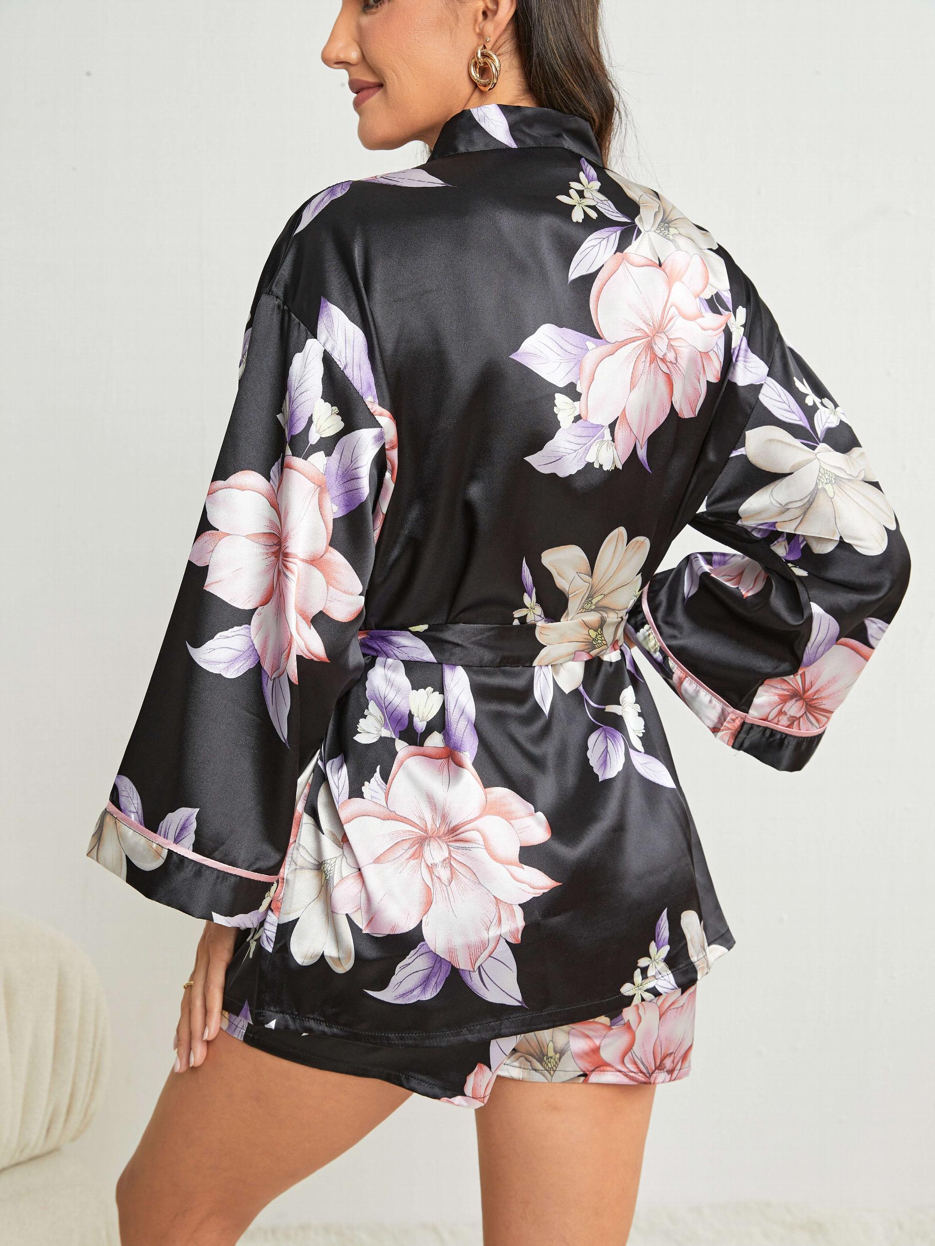 Floral Print Pajama Set & Robe
