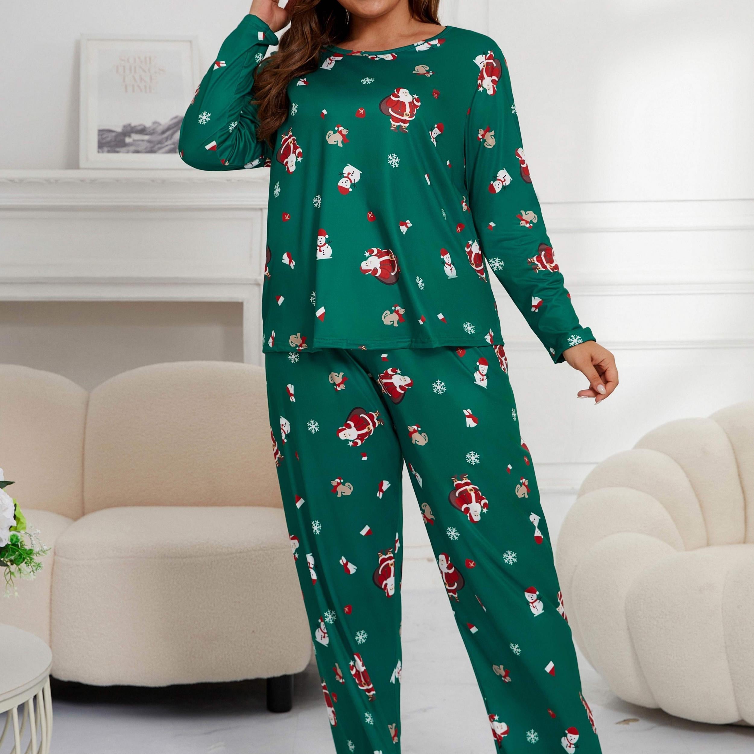 Christmas Loungewear Set Women's Plus Long Sleeve T shirt & Pants