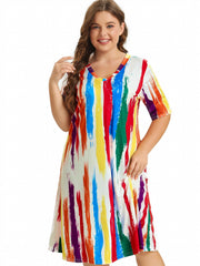 Rainbow Striped Tee Sleep Dress