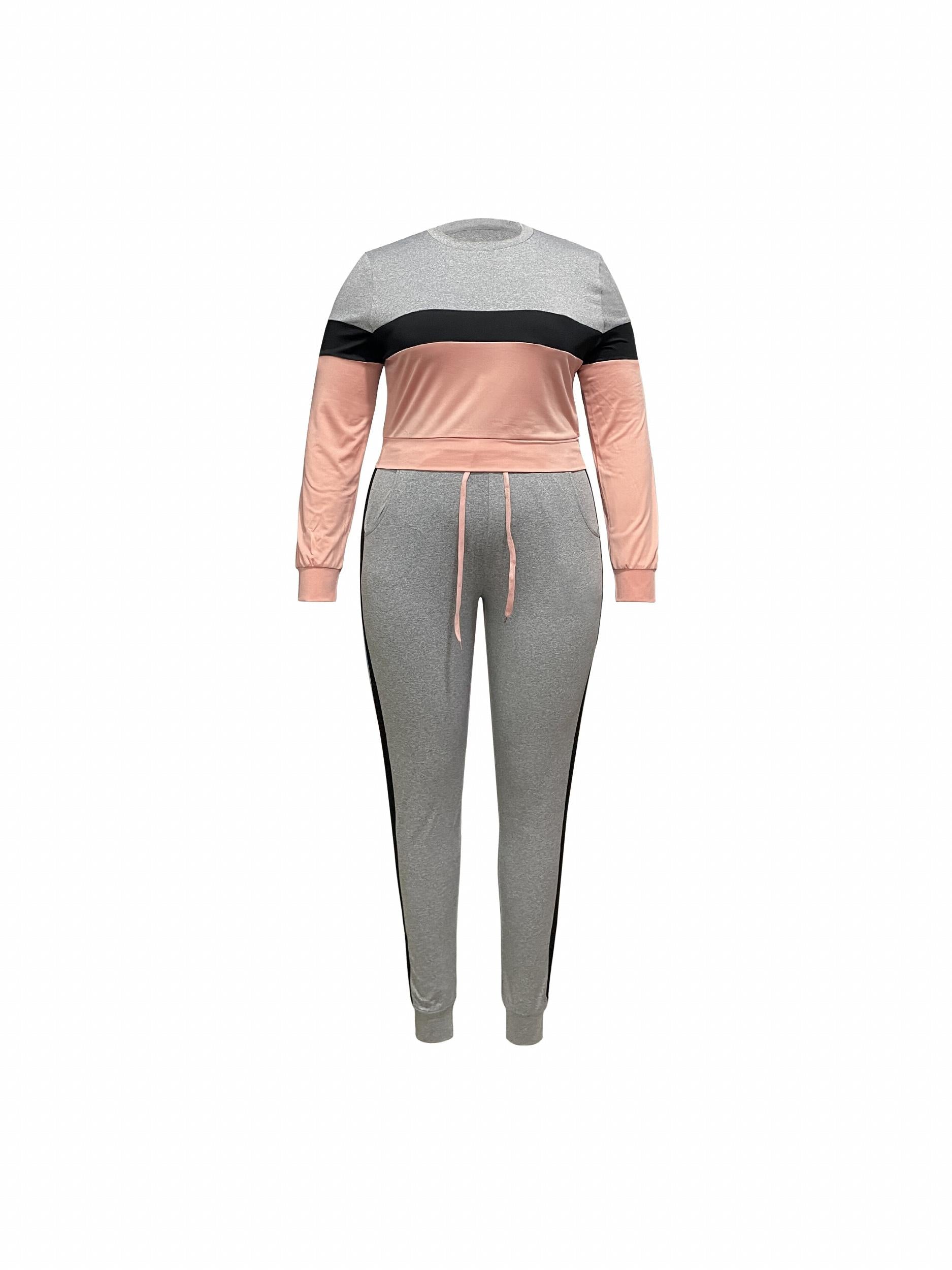 Women's Plus Colorblock Top & Joggers Set