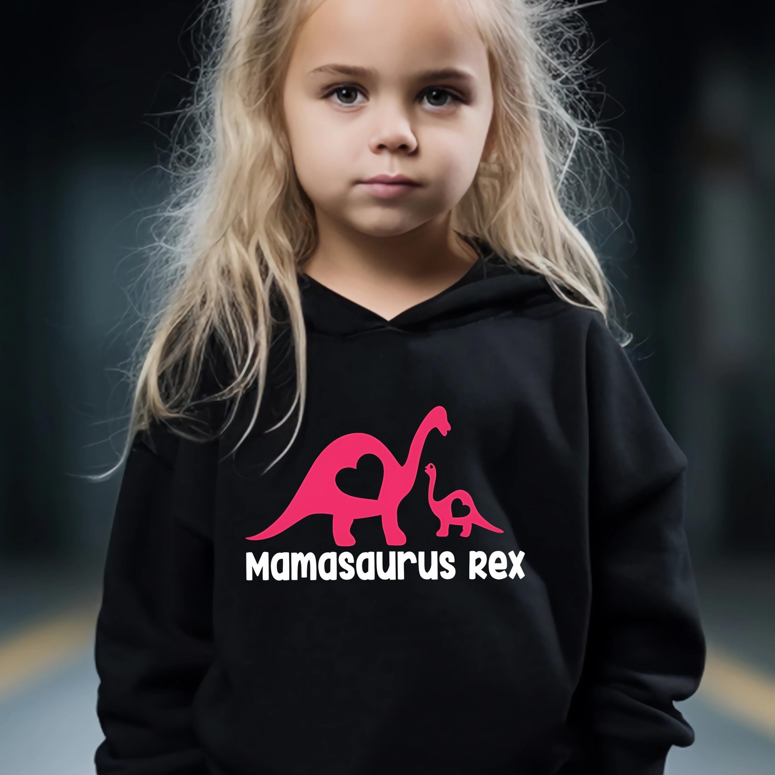 Dino Pattern Hooded Sweatshirt Girls Hoodies & Sweatpants