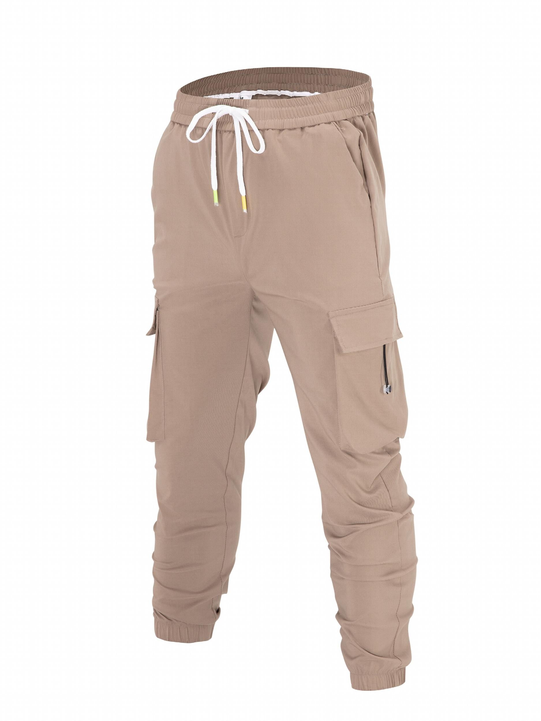 Men's Cargo Pants Drawstring Flap Pocket Loose Jogger Work Pants