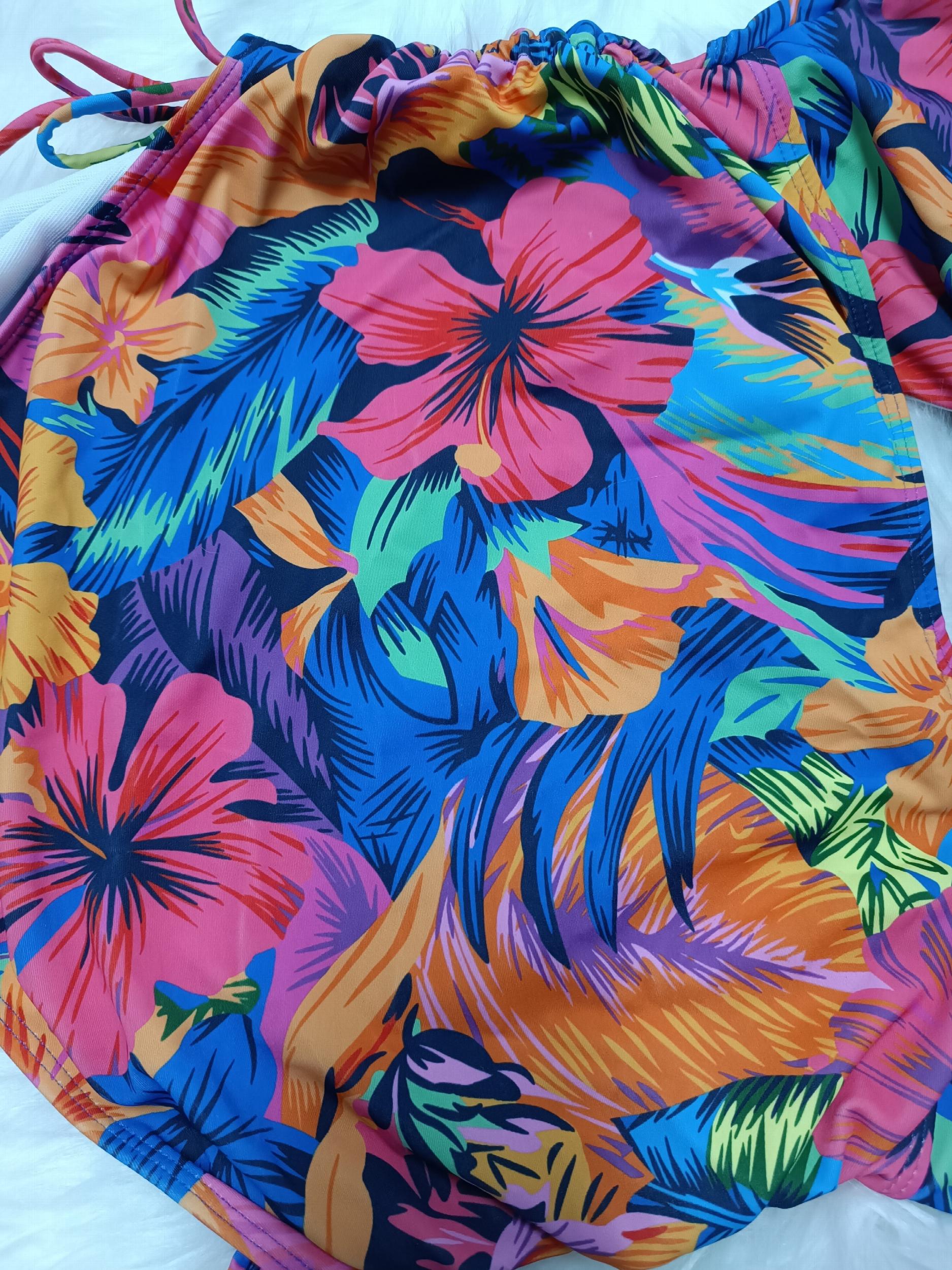 Floral Print Cut Out One Piece Swimsuit