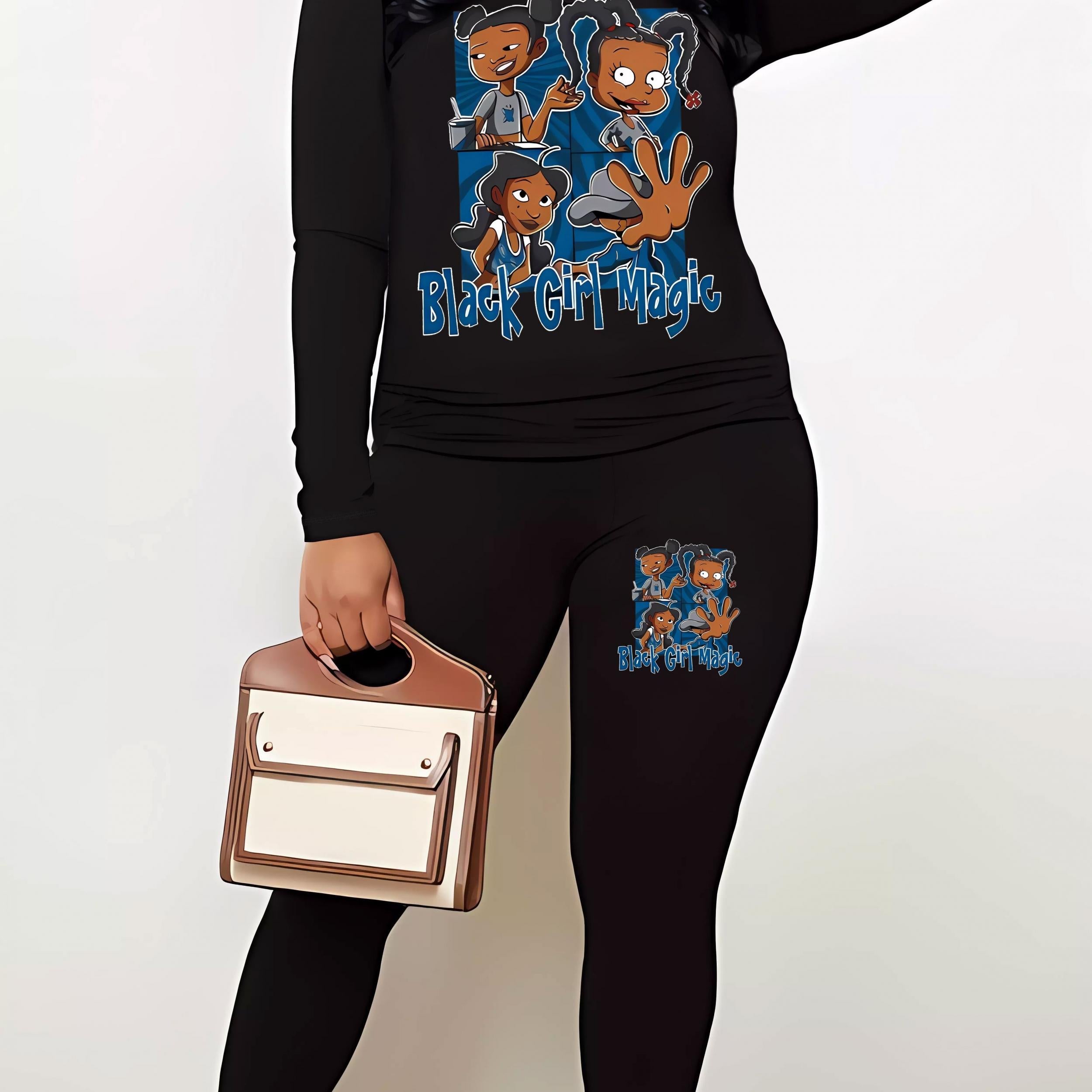 Casual 2 Piece Set Women's Graphic Top & Leggings