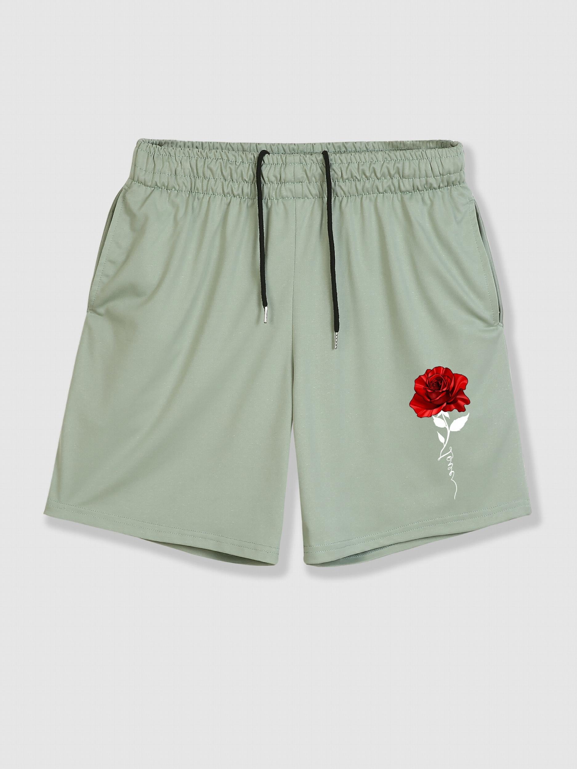 Men's Floral Print Drawstring Shorts for Summer