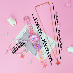 Girls' Glowing LED Night Light Watch & Jewelry Set Pastel Pink