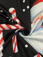 Santa Claus Snowflake Print V Neck Wide Leg Jumpsuit