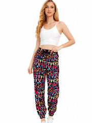 Women's Letter Print Sports Pants Drawstring Elastic Waist Jogging Pants