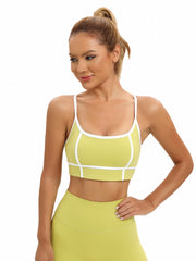 Contrast Binding Cami Sports Bra Stitching Yoga Workout Bra