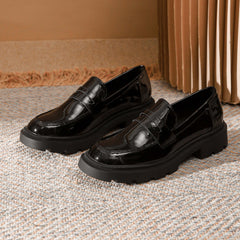 Women's Chunky Loafers Patent Leather Shoes