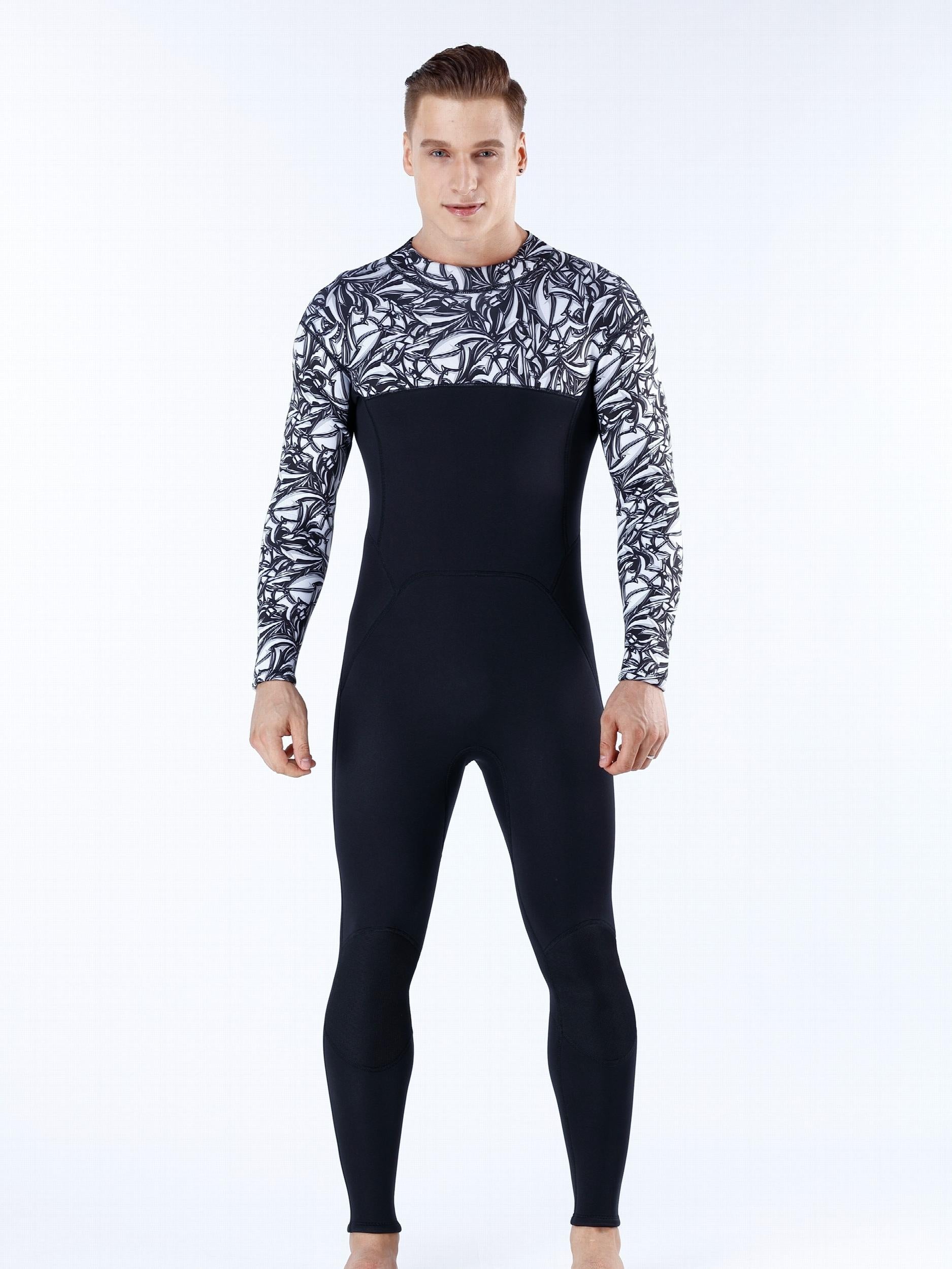 Men's Geometric Neoprene Wetsuit Warm Anti Jellyfish One Piece Back Zipper