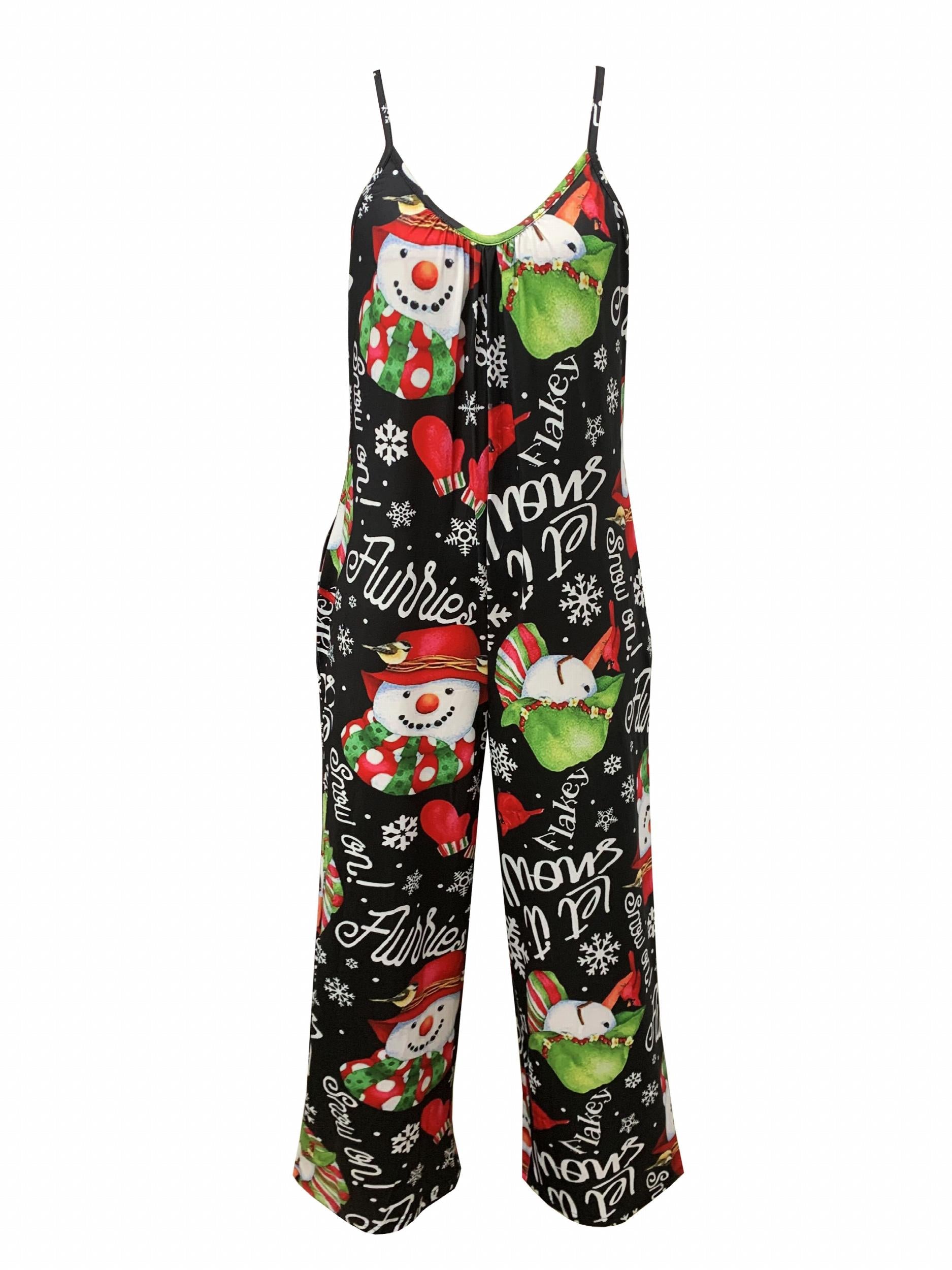 Christmas Casual Jumpsuit Women's Wide Leg Cami Jumpsuit