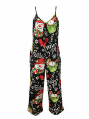 Christmas Casual Jumpsuit Women's Wide Leg Cami Jumpsuit