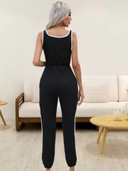 Sleeveless Lounge Jumpsuit Round Neck Women's Loungewear