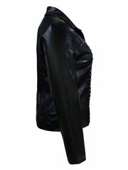 Punk Blouse Faux Leather Button Down Long Sleeve Turn Down Collar