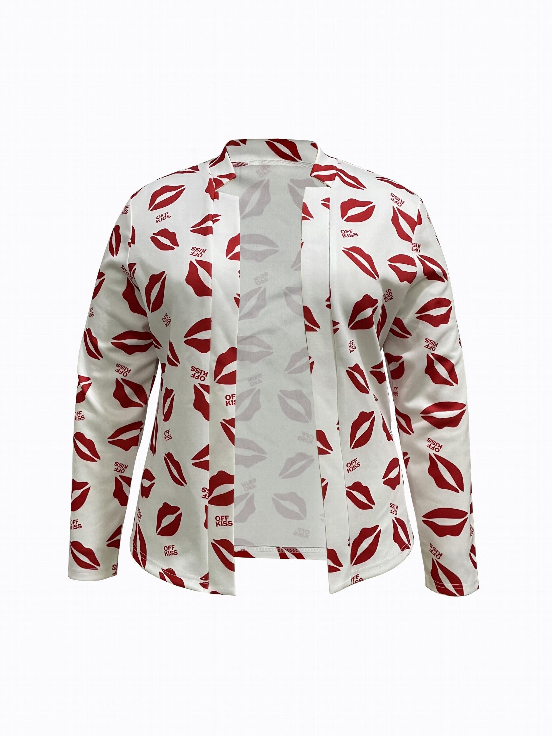 Lip & Letter Print Slim Fit Blazer