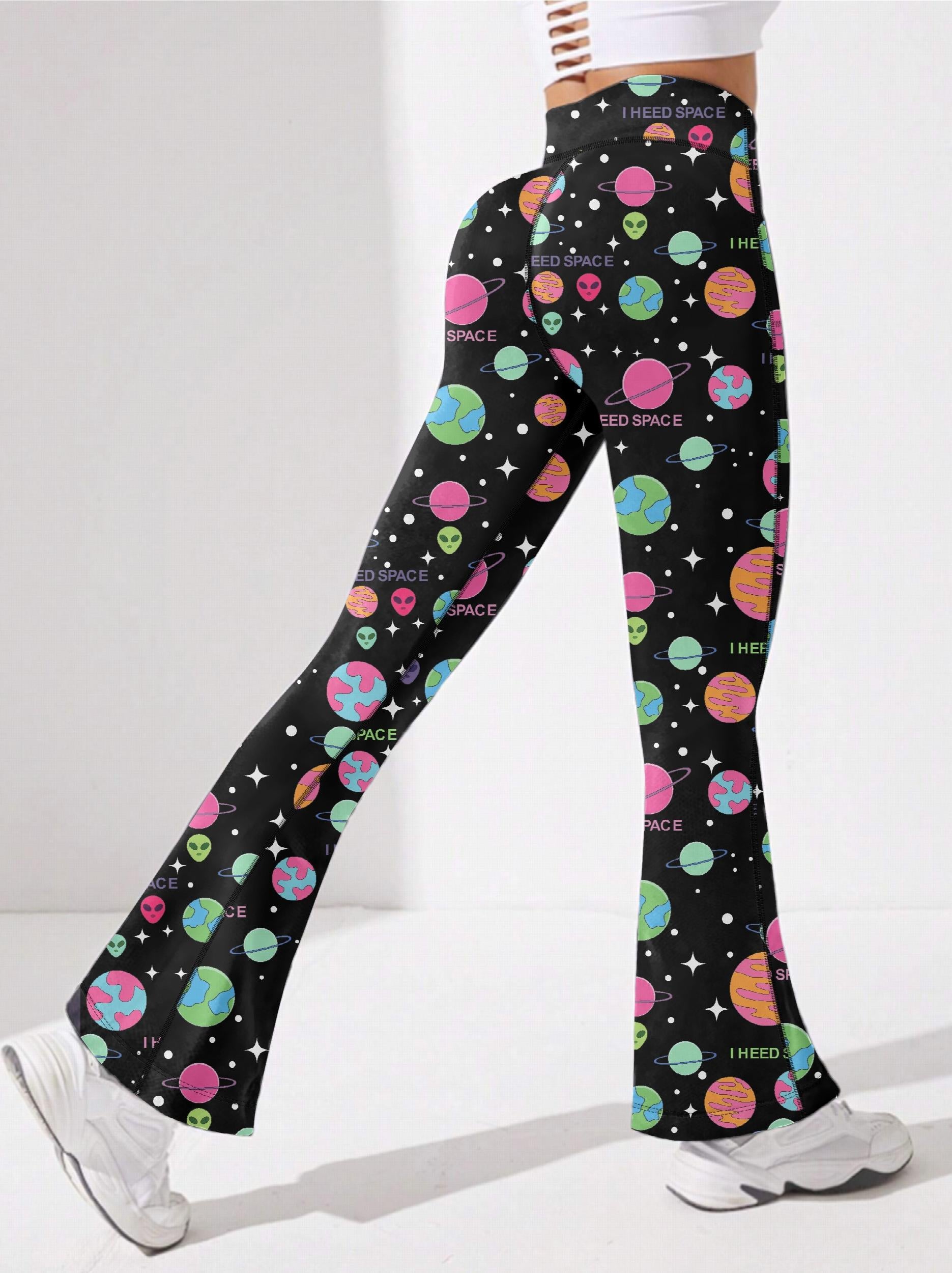Planet & Alien Pattern Yoga Pants High Waist Fitness Sports Pants
