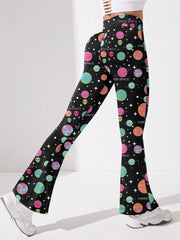 Planet & Alien Pattern Yoga Pants High Waist Fitness Sports Pants