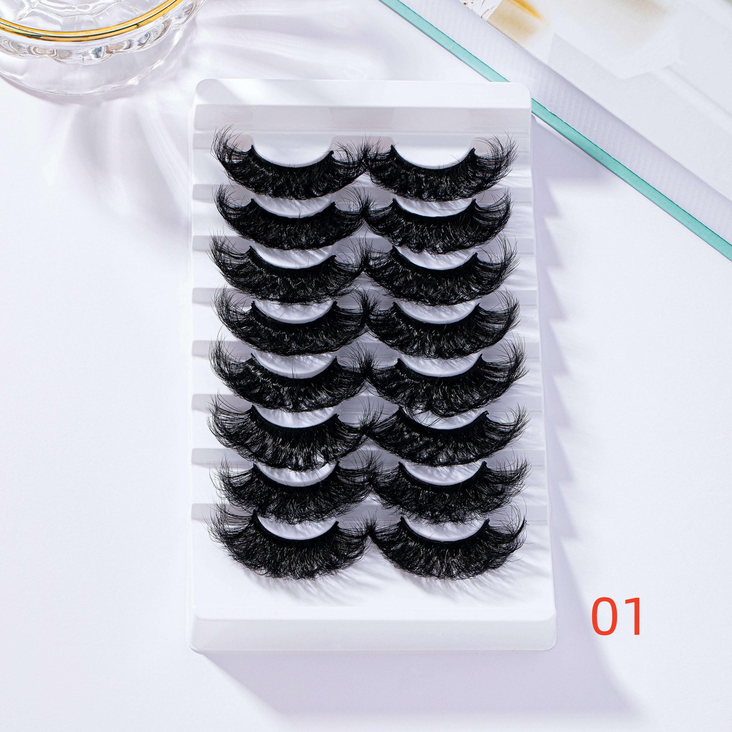 8 Pairs 25mm Cat Eye Fluffy Faux Mink 9D Wispy Lashes