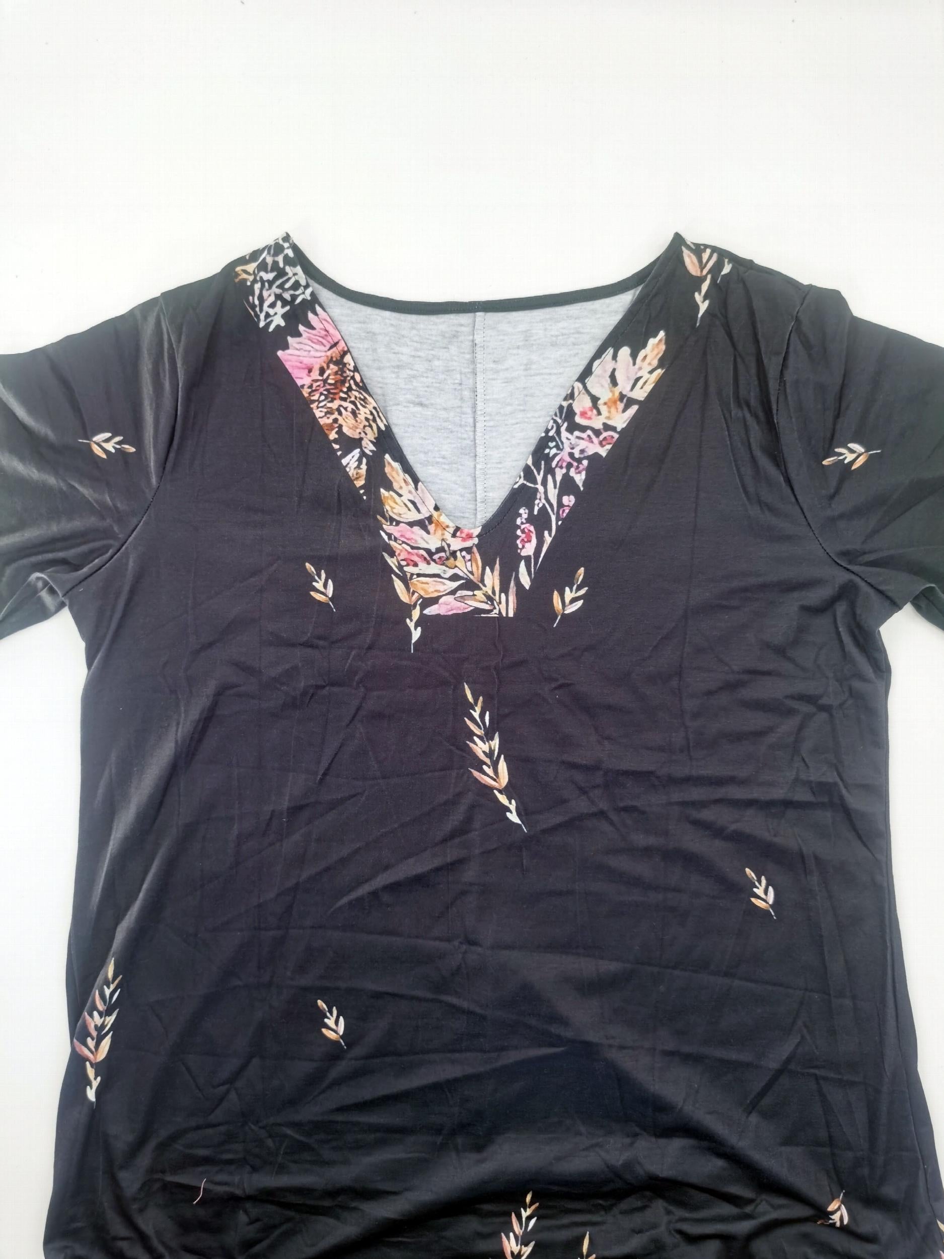 Floral Print V Neck Maxi Dress Plus Size Women