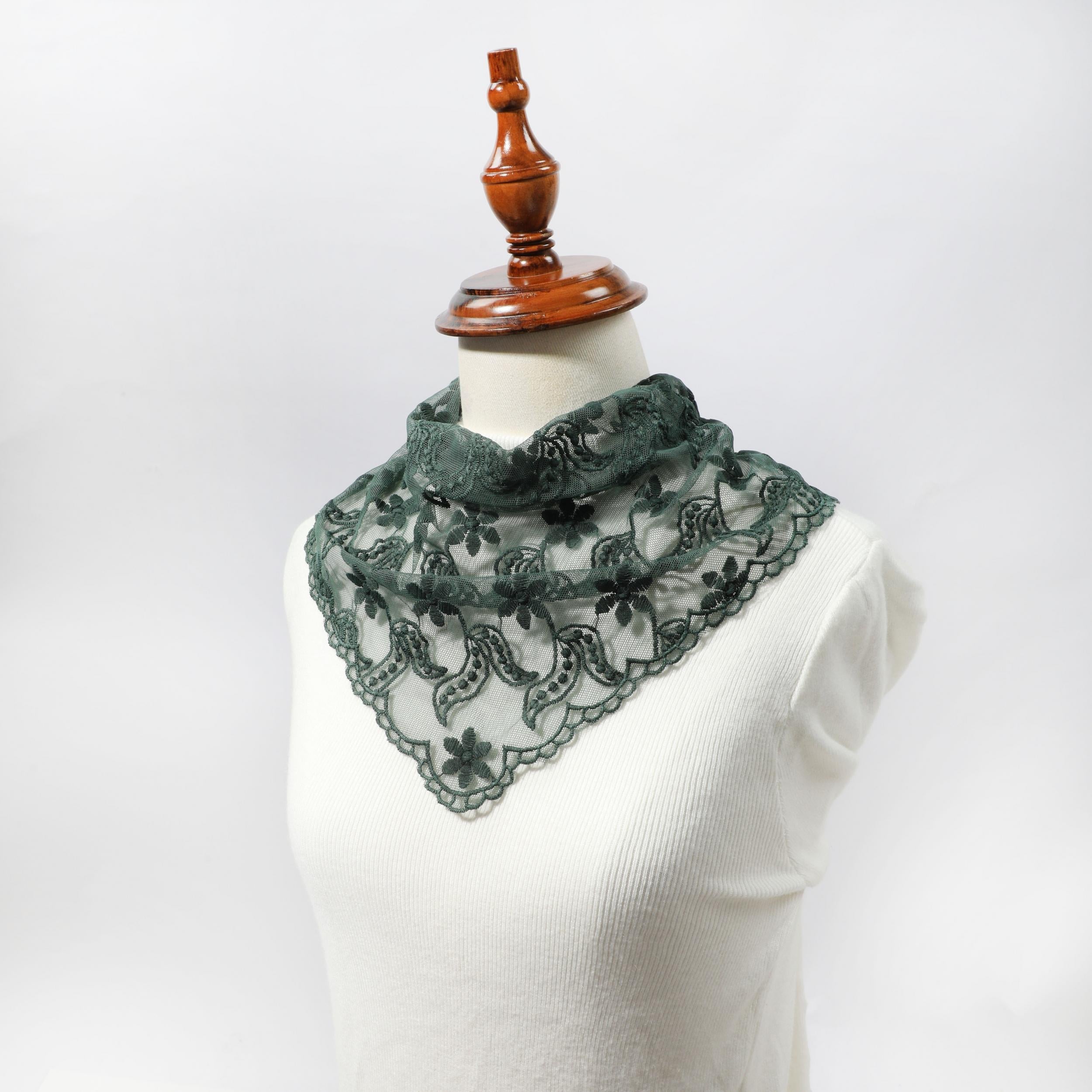 Flower Embroidered Triangle Scarf Thin Shawl for Women
