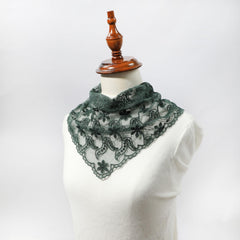 Flower Embroidered Triangle Scarf Thin Shawl for Women