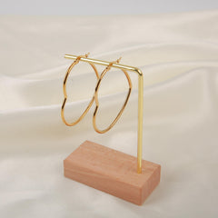 4Pairs Set Y2K Style 18K Golden Plated Heart Hoop Earrings - 4 Sizes