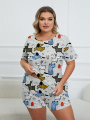 Cartoon Dog Print Lounge Set