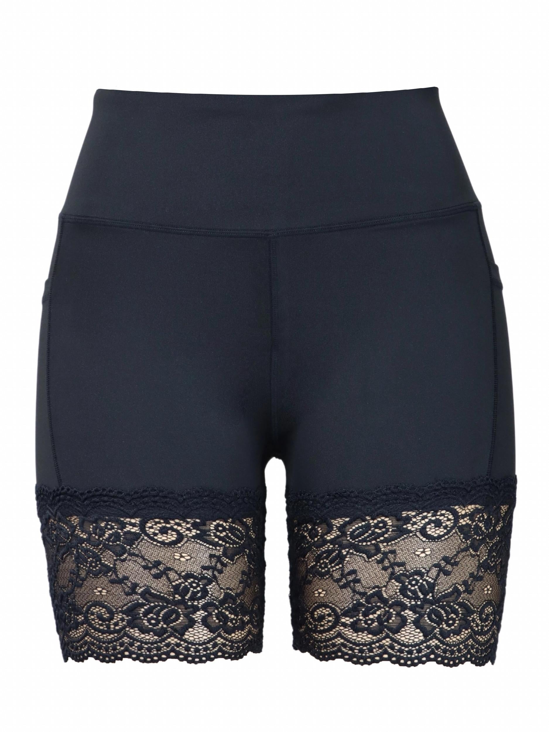 Women's Lace Decor Yoga Running Shorts Butt Lifting Slim Stretchy